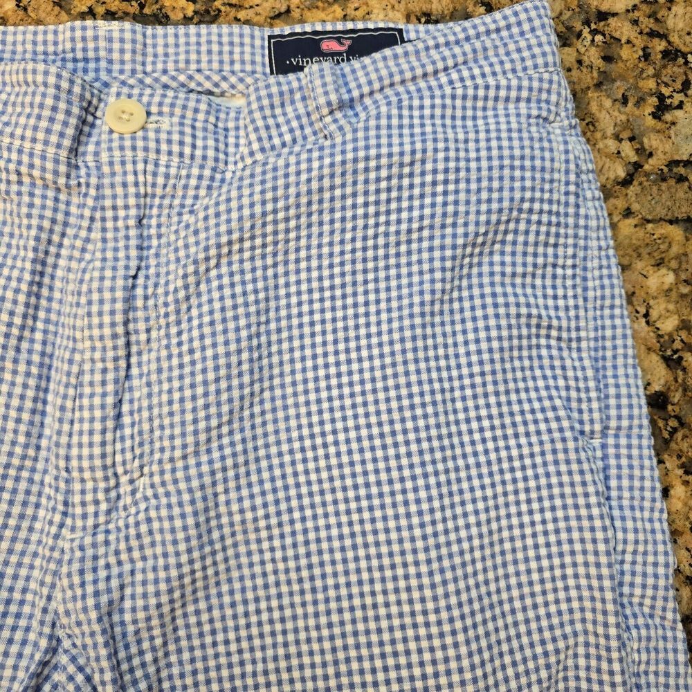 Vineyard Vines Shorts Mens 35 Blue Plaid Seersucker‎ 9" Preppy Golf - Picture 2 of 7